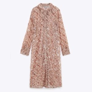 New Zara midi sequin shirt dress